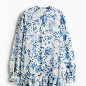 NWT Floral Button Down Blue and White Collar Floral Dress